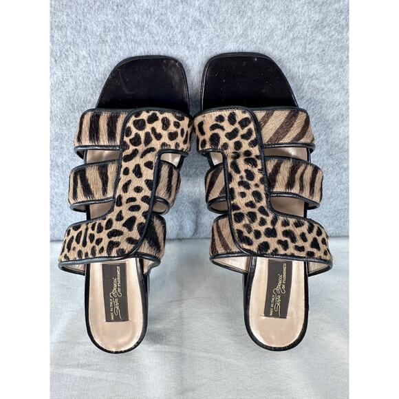 Sesto Meucci Women's sz 9 Animal Print Slip On Slides Sandals Old Money Classic - Picture 2 of 11